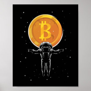 Affiche L'astronaute Bitcoin à la lune - Crypto Bitcoin
