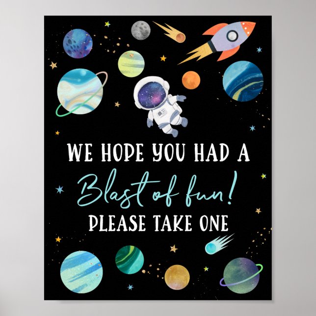 Affiche L'astronaute bleu souffle de l'espace amusant Anni (Devant)