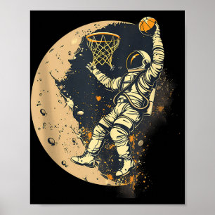 Affiche L'astronaute de basket-ball Dessin de basket-ball