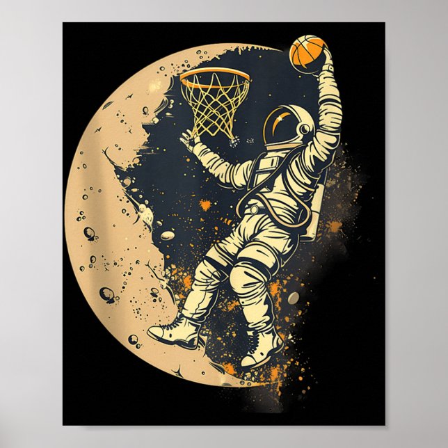 Affiche L'astronaute de basket-ball Dessin de basket-ball  (Devant)