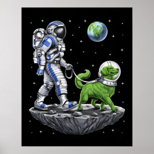 Affiche L'astronaute de l'espace marche Alien chien
