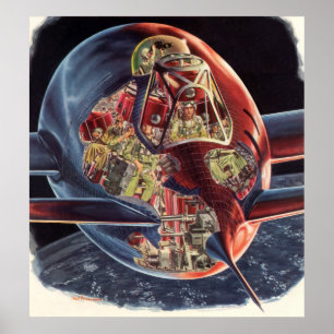 Affiche L'astronaute de science-fiction Vintage fusées sp