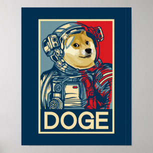 Affiche L'Astronaute Dogecoin Doge À La Cristophane De La 