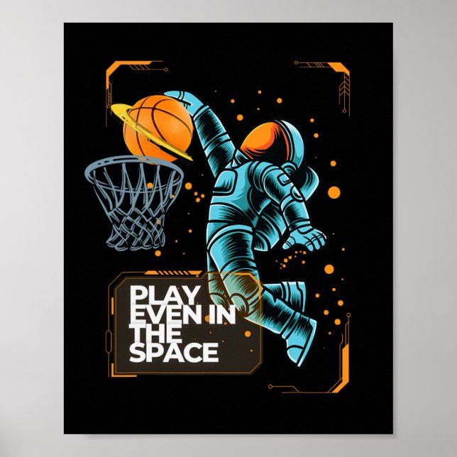 Affiche L'astronaute Dunkin Joue au sketball même dans l'e (Devant)
