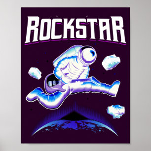 Affiche L'astronaute Rockstar jouant de la guitare dans un