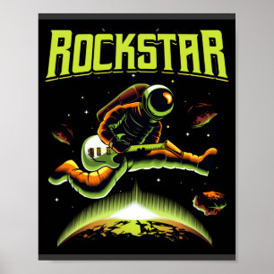 Affiche L'astronaute Rockstar jouant de la guitare dans un