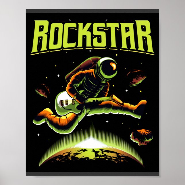 Affiche L'astronaute Rockstar jouant de la guitare dans un (Devant)