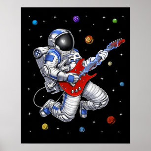Affiche L'astronaute spatial joue de la guitare