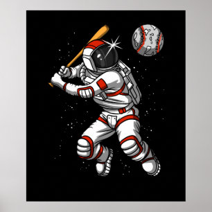 Affiche L'astronaute spatiale Joueur de baseball Planète c