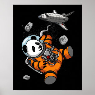 Affiche L'astronaute spatiale Panda Bear Animale amusante