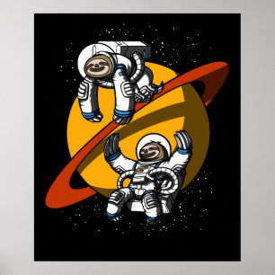 Affiche L'astronaute spatiale Sloth Funny Animaux cosmique