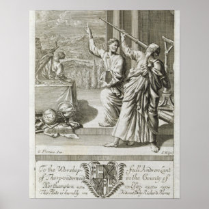 Affiche L'astronome grec Etudier les étoiles, illustration