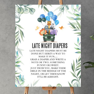 Affiche Late Night Diaper Safari Animaux Jeep Aventure