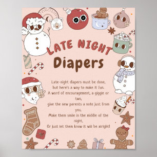 Affiche Late Night Diapos Baby shower de Noël Jeu