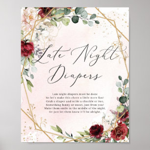 Affiche Late nignt couches signe Baby shower jeu boho