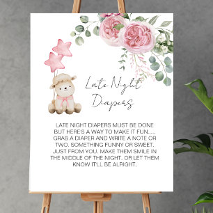 Affiche Late Nuit Diaper Jeu Sweet Petit Agneau Rose rose