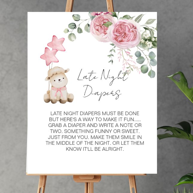 Affiche Late Nuit Diaper Jeu Sweet Petit Agneau Rose rose  (Créateur téléchargé)