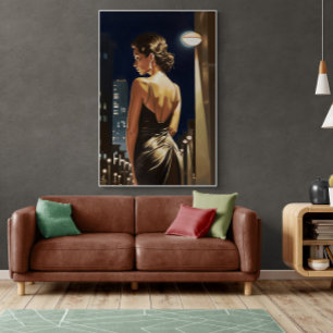 Affiche Latina debout sous la peinture lumineuse de Miami 