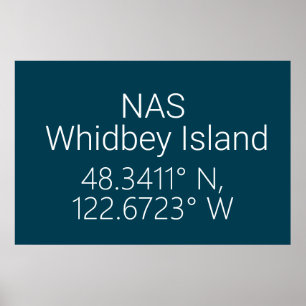 Affiche Latitude Longitude de l'île Whidbey NAS