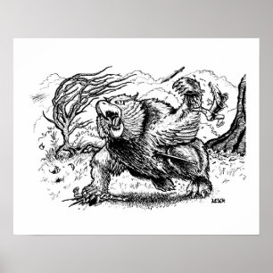 Affiche "L'attaque d'Owlbear" - Illustration de Tracy Lesc