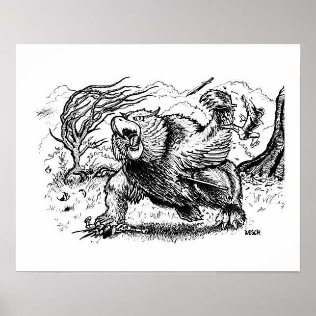 Affiche "L'attaque d'Owlbear" - Illustration de Tracy Lesc (Devant)