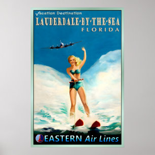 Affiche Lauderdale-by-the-Sea Floride Eastern Air Lines