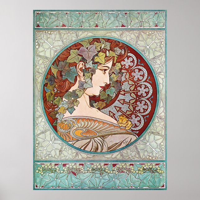 Affiche Laurel, Art Nouveau Illustration by Alphonse Mucha (Devant)