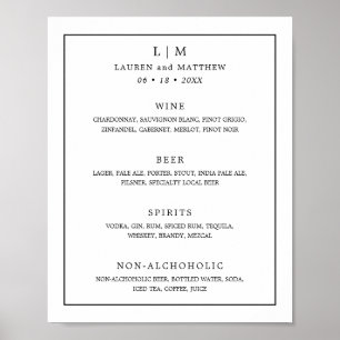 Affiche Lauren Noir et Blanc Monogramme Mariage élégant