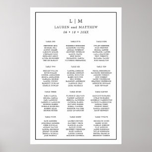 Affiche Lauren Noir et Blanc Monogramme Mariage élégant