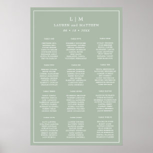 Affiche Lauren Sage Green Monogramme Mariage élégant
