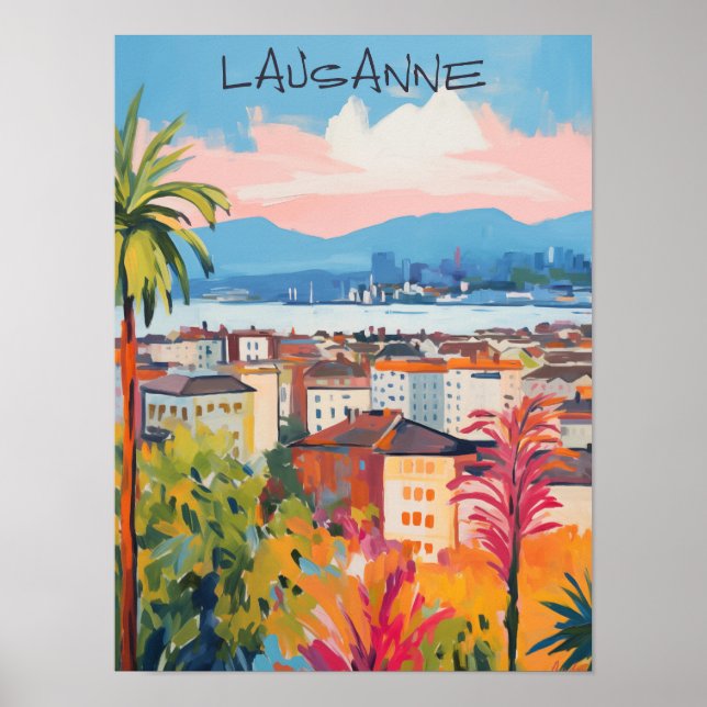 Affiche Lausanne Switzerland Travel City Art Aesthetic (Devant)