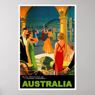 Affiche L'Australie, soirée romantique, voyage vintage