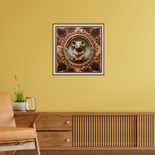 Affiche L'Australien Koala Bear Wood Carving,