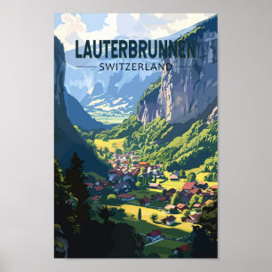 Affiche Lauterbrunnen Suisse Travel Art Vintage