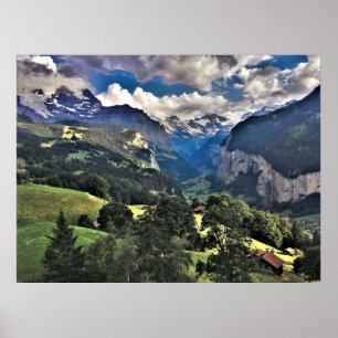 Affiche Lauterbrunnen Valley, Suisse