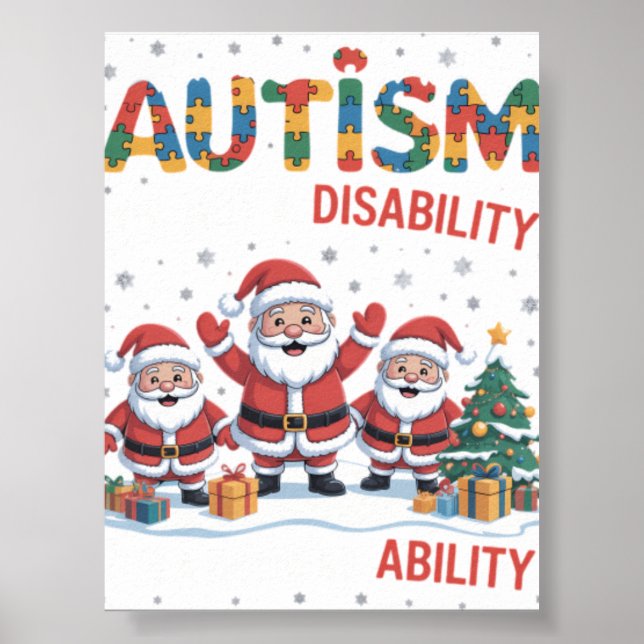 Affiche L'autisme Ce n'est pas un handicap Dabbing Santa N (Devant)