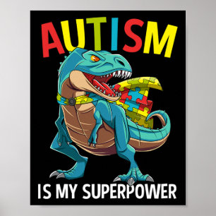 Affiche L'autisme est ma superpuissance Dinosaure Puzzle P
