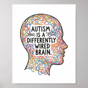 Affiche L'autisme est une autre courbe de cerveau filaire