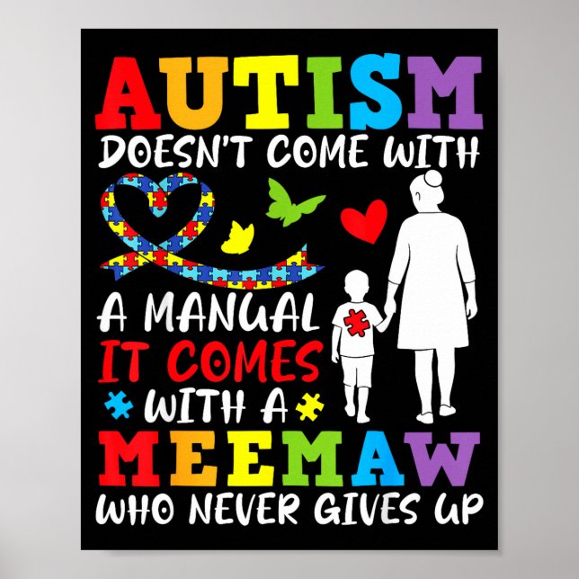 Affiche L'autisme ne vient pas avec un manuel Meemaw ne re (Devant)