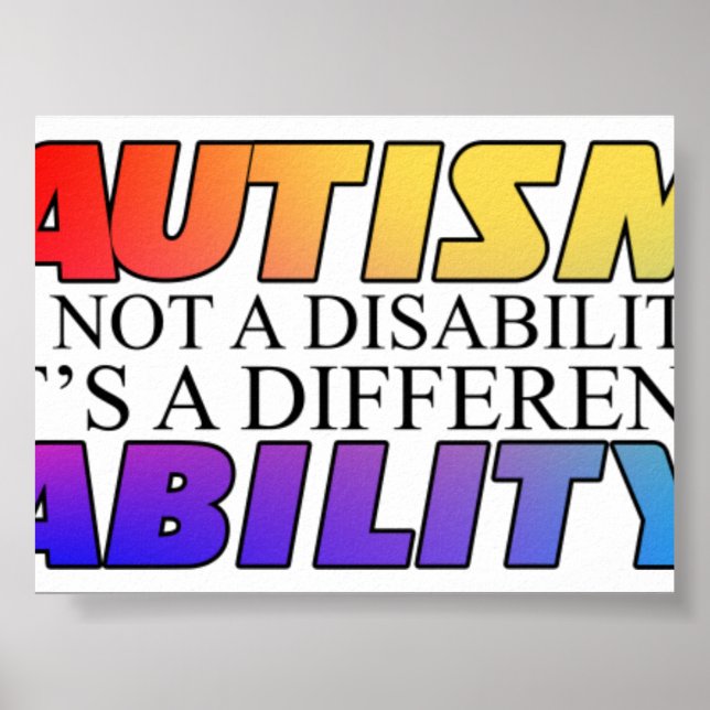 Affiche L'autisme n'est pas un handicap Version blanche (Devant)