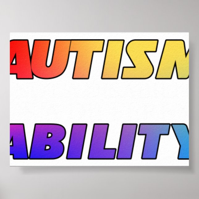 Affiche L'autisme n'est pas un handicap Version noire (Devant)