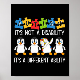 Affiche L'autisme pingouin n'est pas un handicap c'est un
