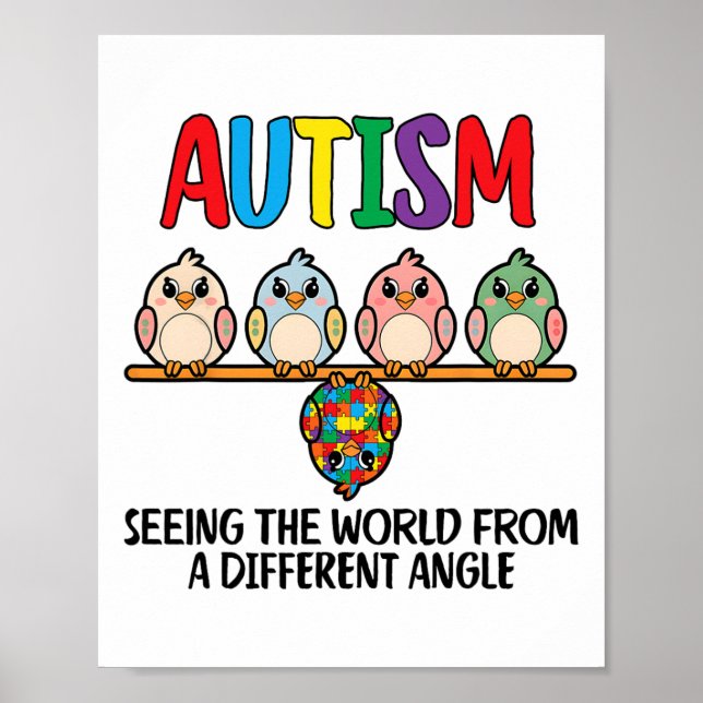 Affiche L'Autisme Voit Le Monde D'Un Chouette D'Un Autre A (Devant)