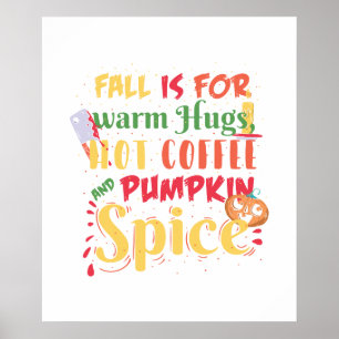 Affiche L'Automne Est Pour Les Hugs Chauds Café Chaud Et É