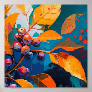 Affiche L'automne laisse de l'huile peinte. feuillage d'au