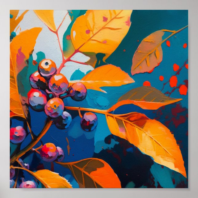 Affiche L'automne laisse de l'huile peinte. feuillage d'au (Devant)