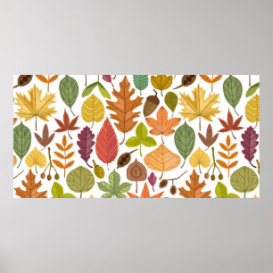 Affiche L'automne laisse vintage motif transparent sur ba