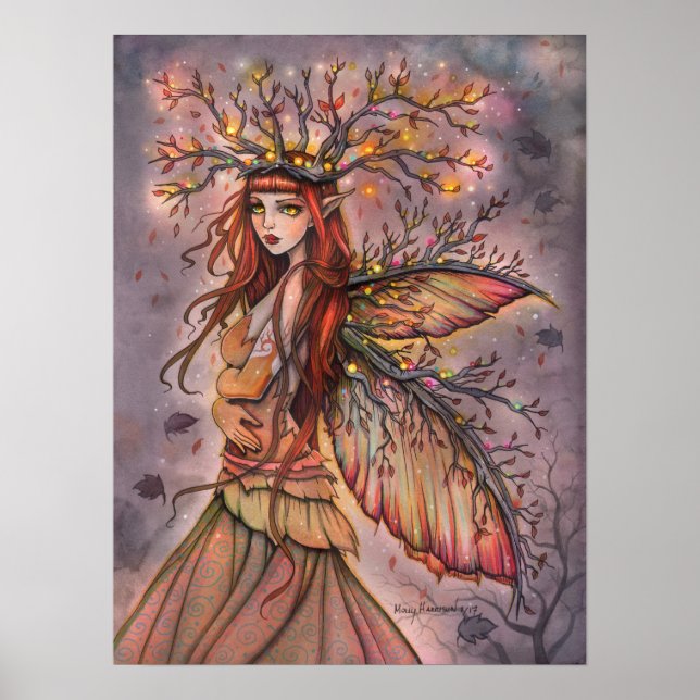 Affiche L'automne Queen Fairy Imaginaire Art par Molly Har (Devant)