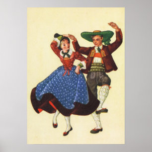 Affiche L'Autriche, danse folklorique tyrolienne