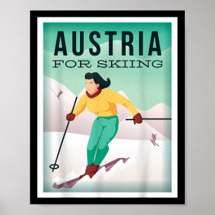 Affiche L'Autriche pour le ski Pistensau & Skihaserl D